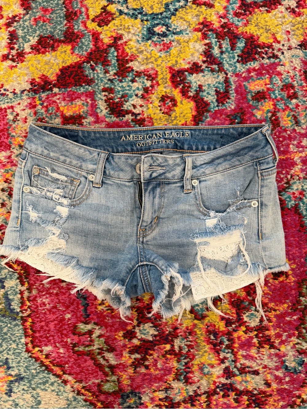 American Eagle Outfitters Light Wash Distressed Denim Cutoff Shorts